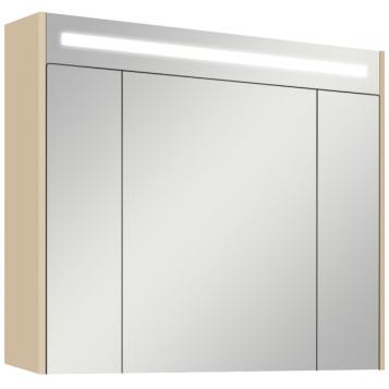 Зеркальный шкаф Акватон Блент 100 с подсветкой, кремовый/дуб