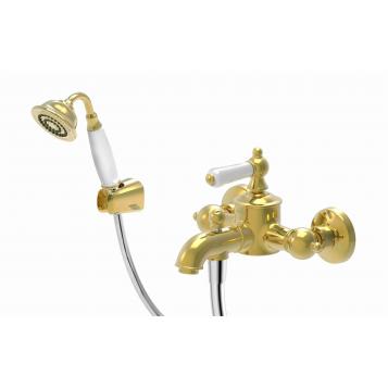 Bravat  F675109G-B  ART  смеситель для ванны (шланг+лейка), золото